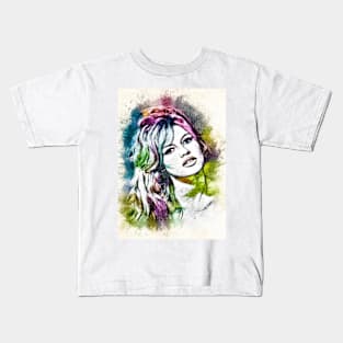 Beautiful Brigitte Bardot Color Portrait Watercolor Fan Art Tribute Kids T-Shirt